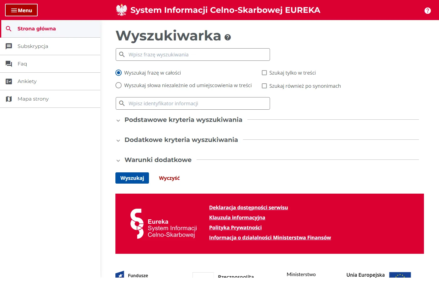 Wyszukiwarka interpretacji EUREKA Ministerstwa Finansów